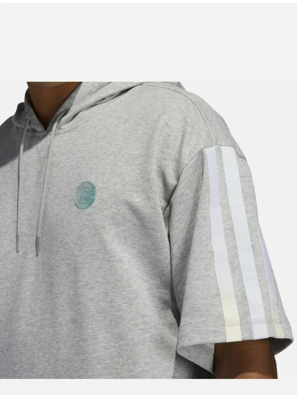 Adidas Mens Donovan Mitchell Short Sleeve Hoodie with Pastel Shoulder Stripes XL